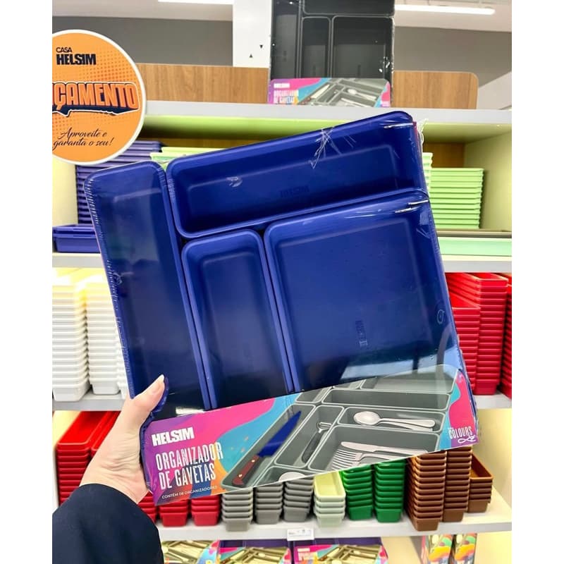 Kit Organizador de Gavetas 8 Peças Modular – Divisórias Organizadoras para Talheres, Maquiagem, Escritório e Cozinha