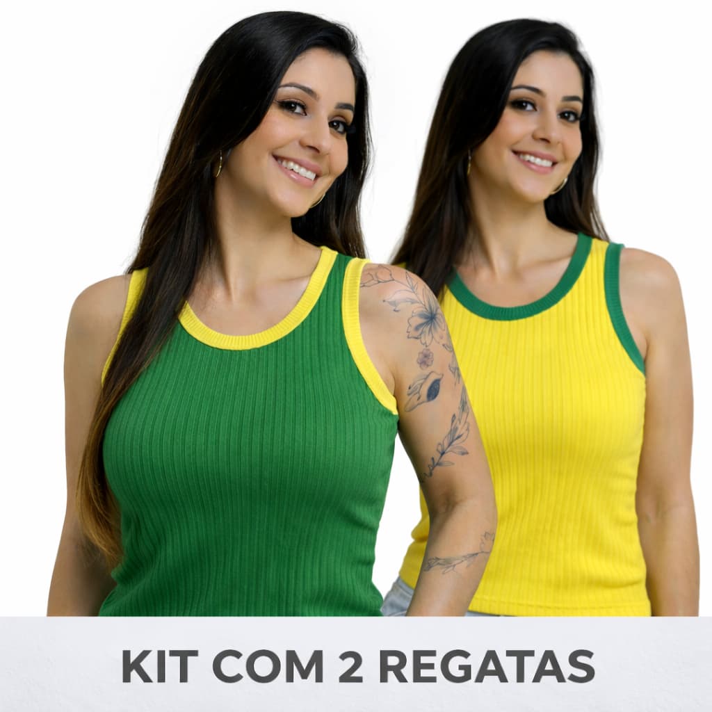 kit 2 Regata Canelada Feminina do Brasil