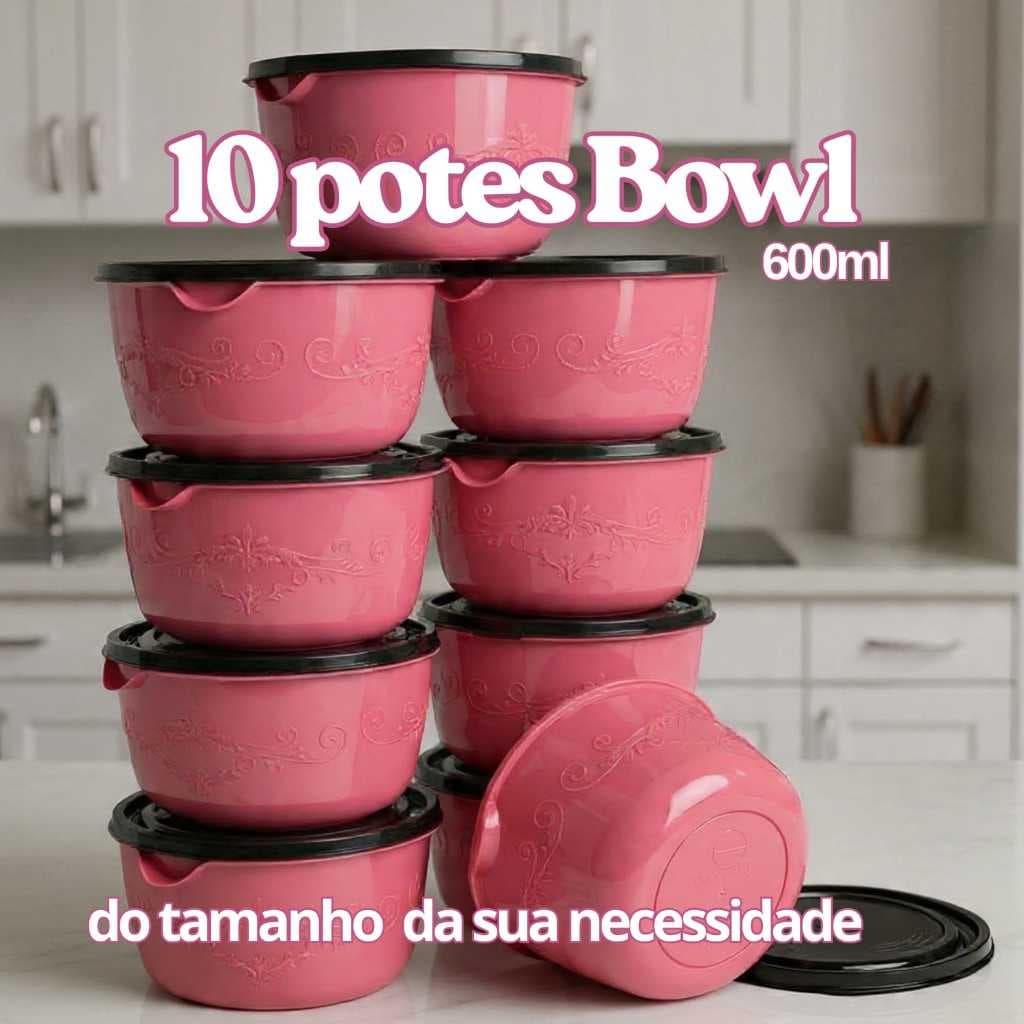 Kit 10 Potes de plástico redondo --> jogo de marmitas fitness --> armazenar alimentos