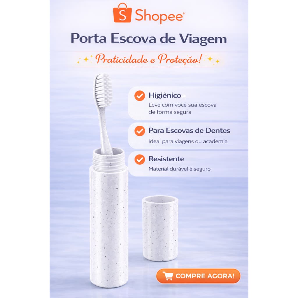 Porta Escova de Dente para Viagem – Estojo Protetor Higiênico Portátil para Escova | Ideal para Bolsa, Academia e Mala