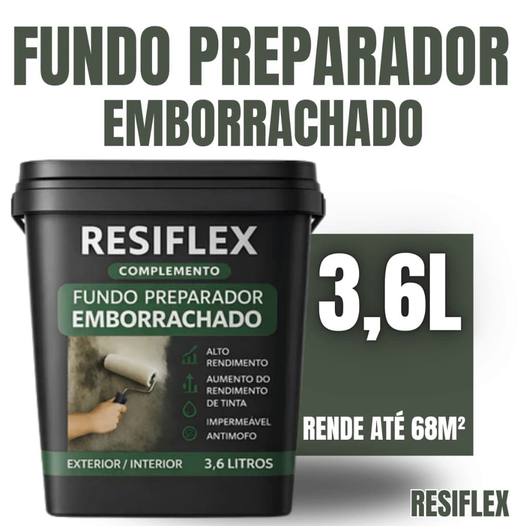 Fundo Preparador Resiflex 3,6KG Alta Aderência Para Pintura Interna Externa Corrige Descascamento