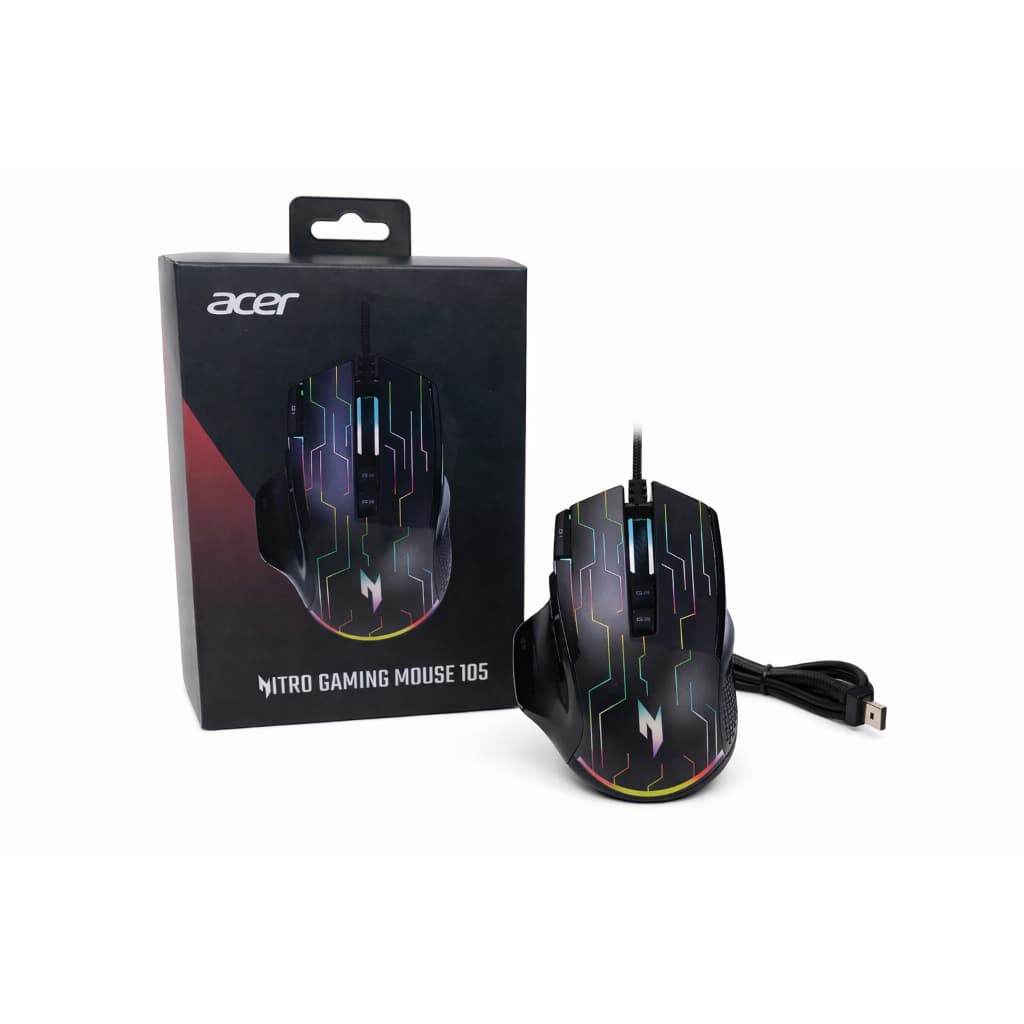 Mouse Gamer Acer Nitro 105 RGB 7200 DPI USB 7 Botões