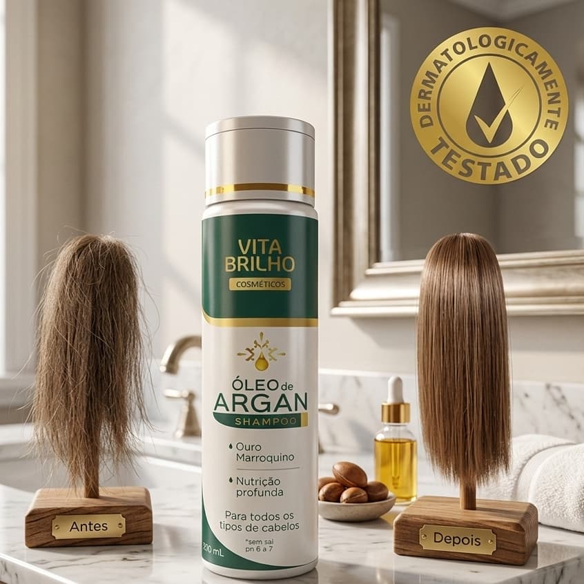 Shampoo Hidratante Óleo de Argan 300ml Nutrição Maciez e Brilho para os Fios