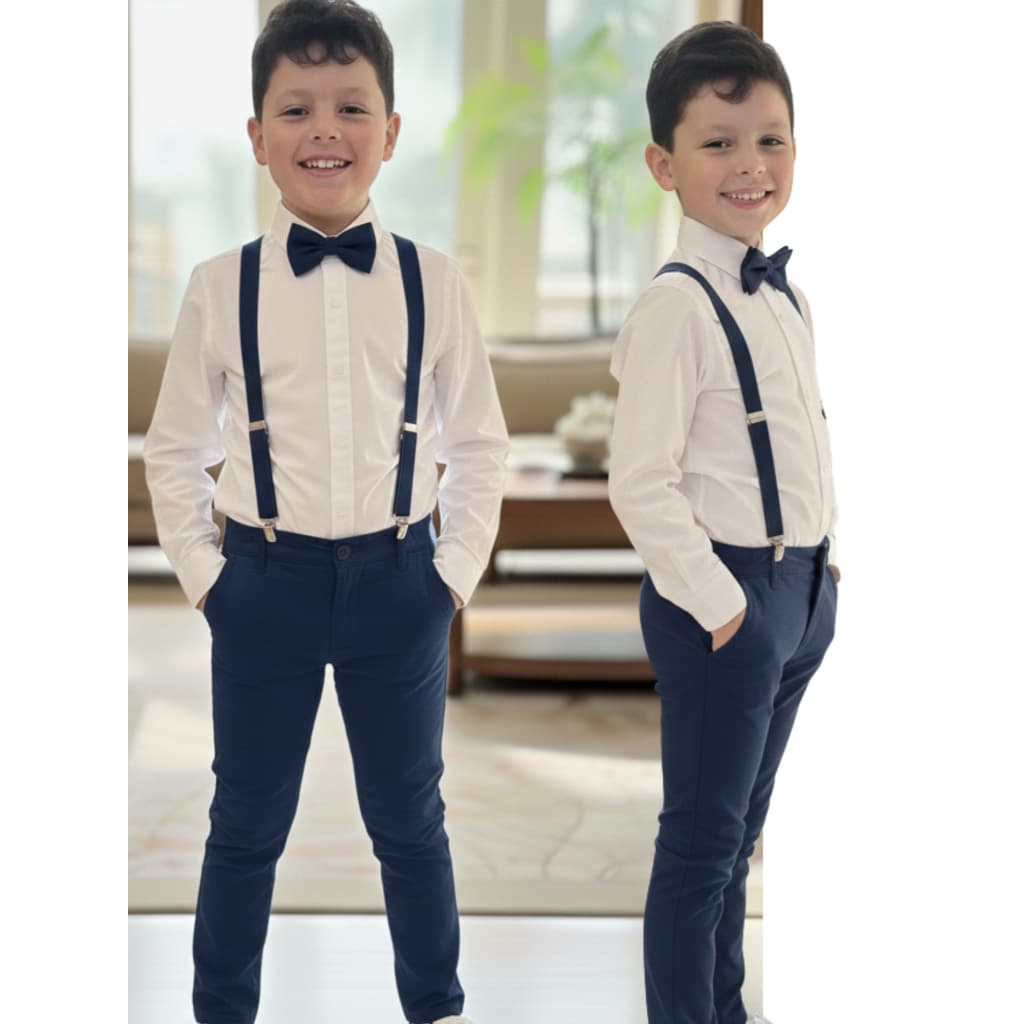 Conjunto Social Azul Camisa Manga Longa Formatura Batizado
