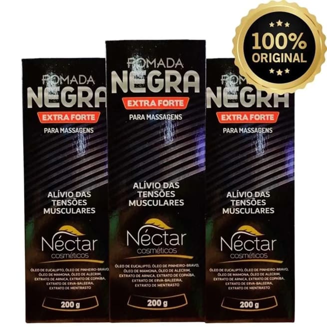 Kit com 03 unidades gel massageador Pomada Negra