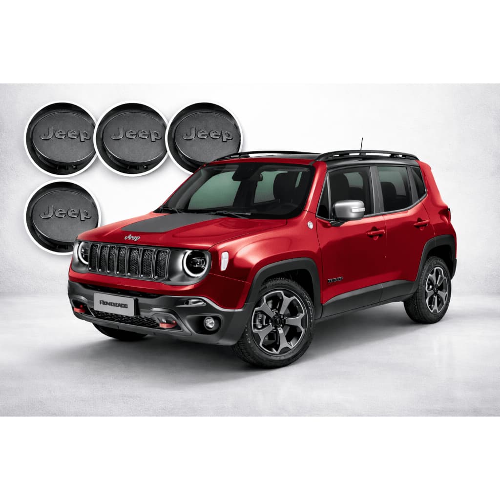 Kit 4 Calotinhas Central Roda Jeep Renegade Commander Cinza Metálico Original Mopar 735607642