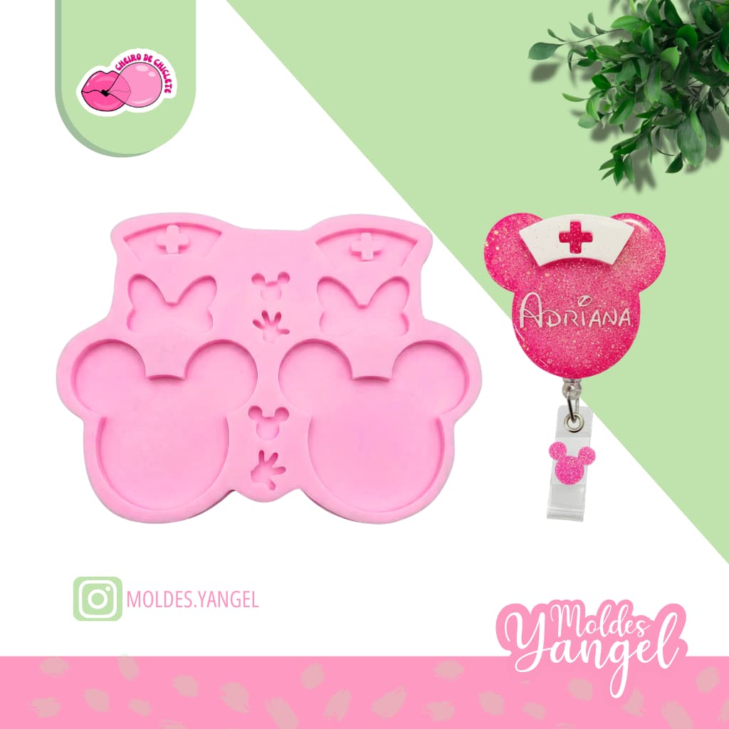 Molde Duplo Mickey Disney – Silicone para Resina Epóxi – Crie Chaveiro ou Porta-Crachá
