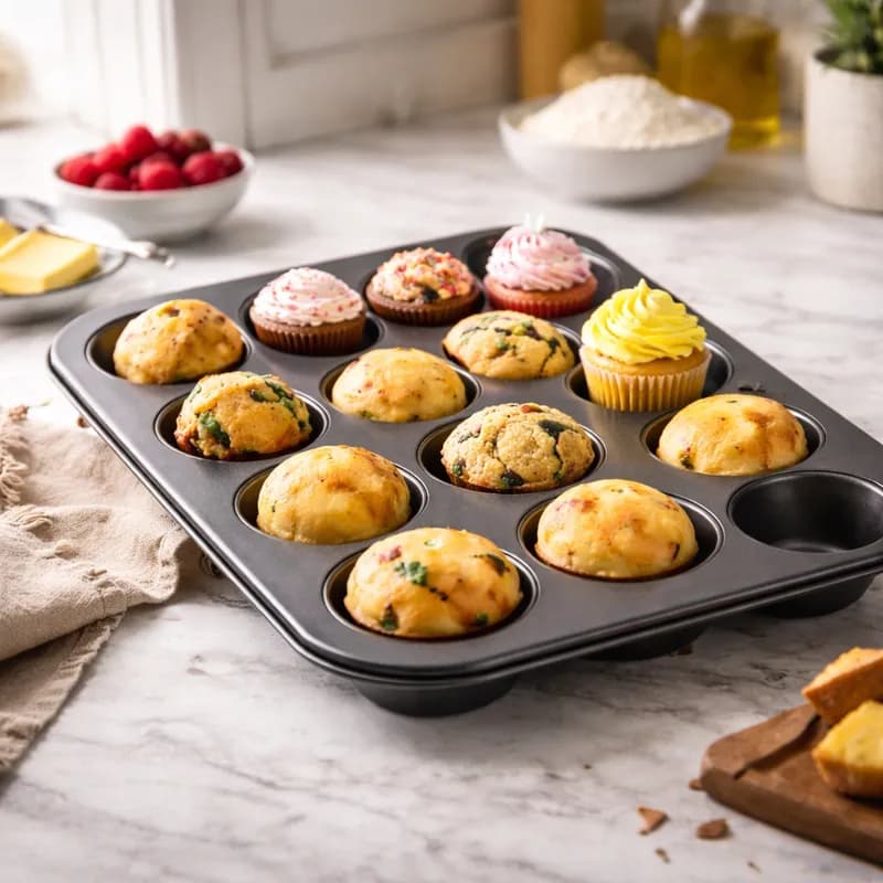 Forma Para Cupcake 12 Cavidades Aço Carbono Assadeira Muffin Pão De Queijo