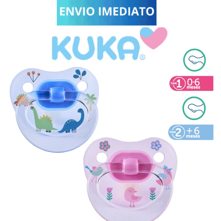 Chupeta Premium Color Kuka Bico Anatômico Ortodôntico 0-6 meses ou 6+ meses