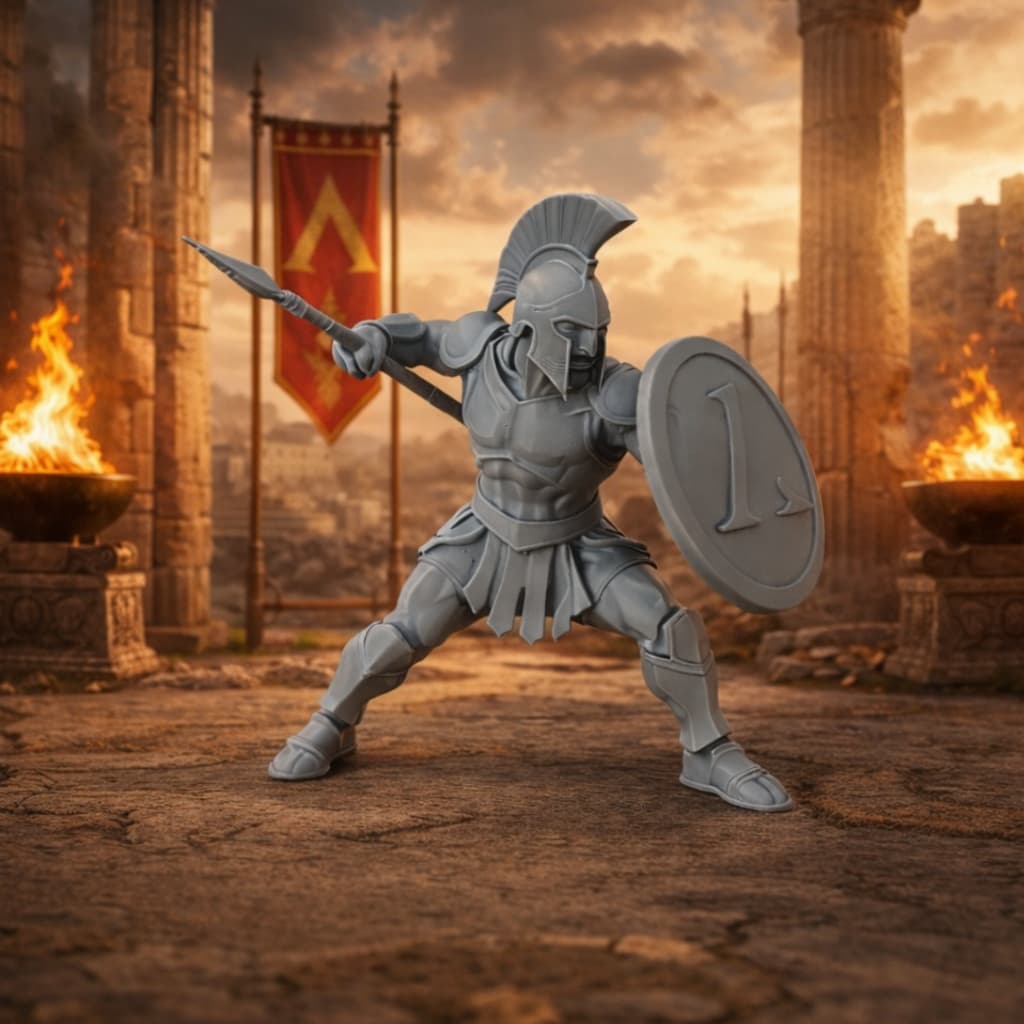 Estátua Guerreiro Espartano 300 Escultura Decorativa em Impressão Decoração Geek Colecionáve