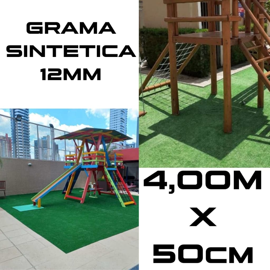 Grama Sintética Premium 12mm 4,00m x 0,50cm Areas Internas e Exernas, Jardim Inverno, Areas de Lazer