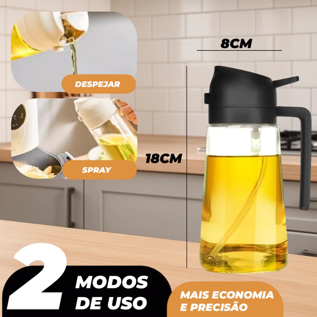 Spray Borrifador Dosador 2 em 1 Para Azeite Vinagre Oléo Vidro Modelo Galheteiro Cozinha 470ML