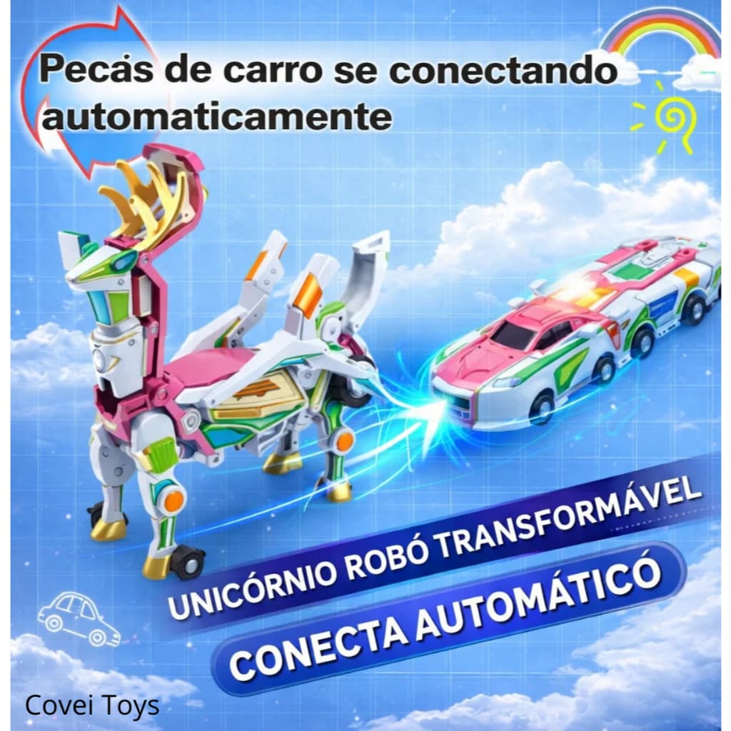 Carrinho De Dinossauro Magnético 2 Em 1 Presente Menino Menina  Dragão Transformável Automática