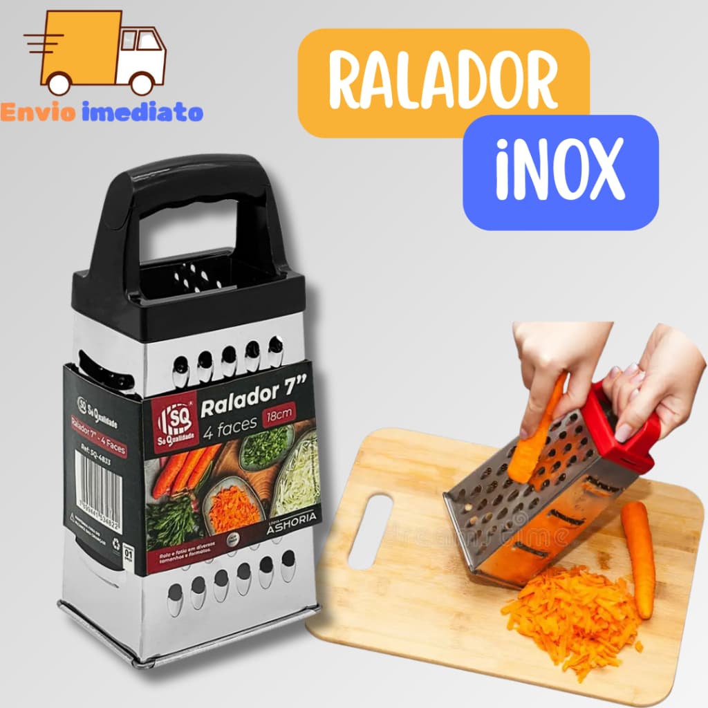 Ralador De  4 Faces Aço inox Cabo Plástico para Legumes Arroz Cozinha Restaurantes Buffet