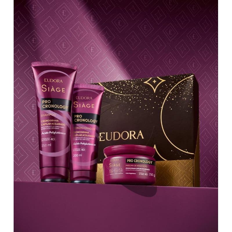 Kit Eudora Siàge Pro Cronology: Shampoo, Condicionador e Máscara - Cronograma Capilar Acelerado