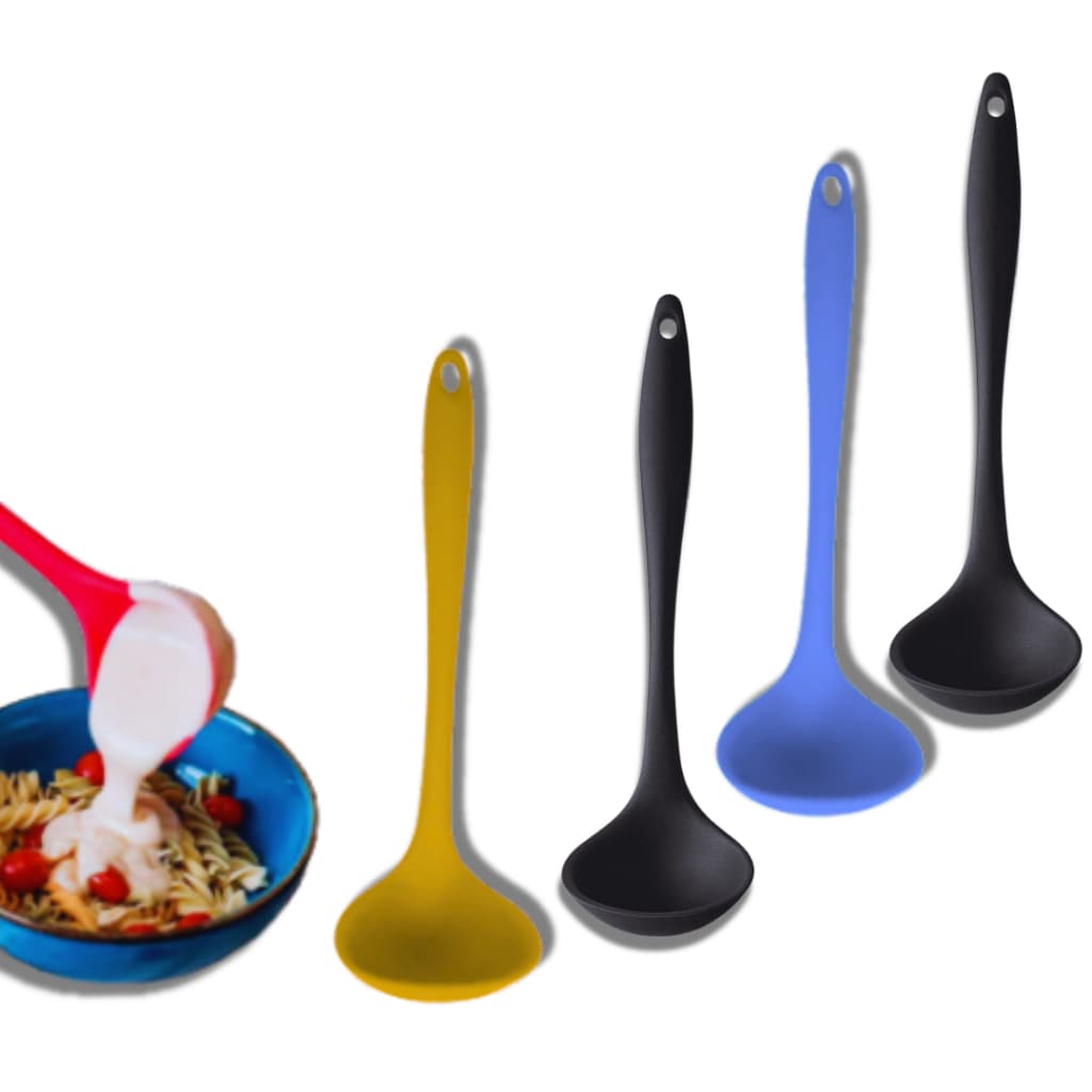 COMBO 4 CONCHAS DE SILICONE CORES PRETO E VERMELHO PARA FEIJAO SOPA CALDOS CASA COZINHA BUFFET RESTAURANTE ELEGANCIA