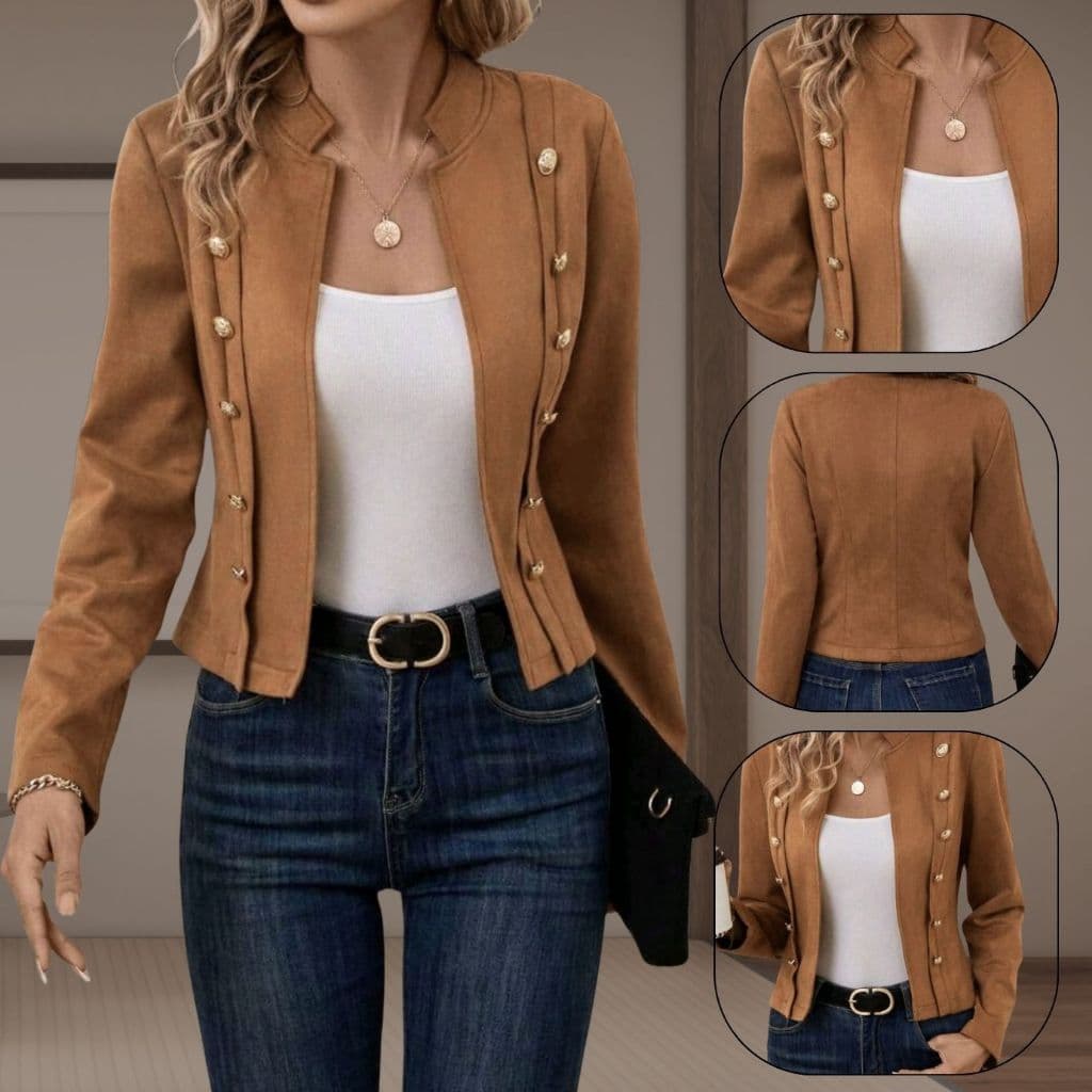 Blazer Casaquinho Feminino Elegante Frente Aberta com botões P-M-G-GG