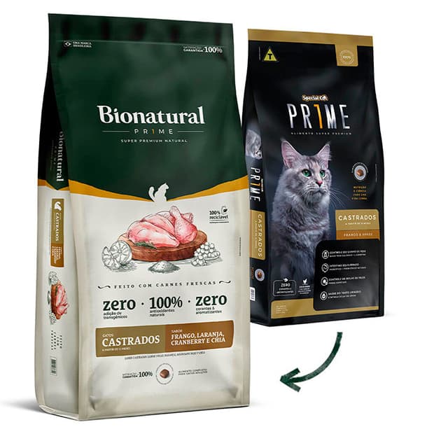 Ração Super Premium Bionatural Prime Gatos Castrados sabor Frango 1,5 KG - Special Dog