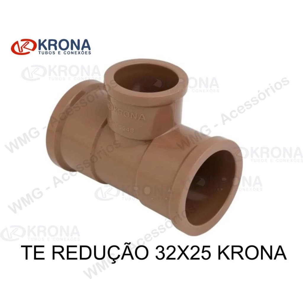 Tê Redução 32x25mm Krona PVC Marrom Soldável Conexão Hidráulica Instalação Água Fria Com Alta Vedação