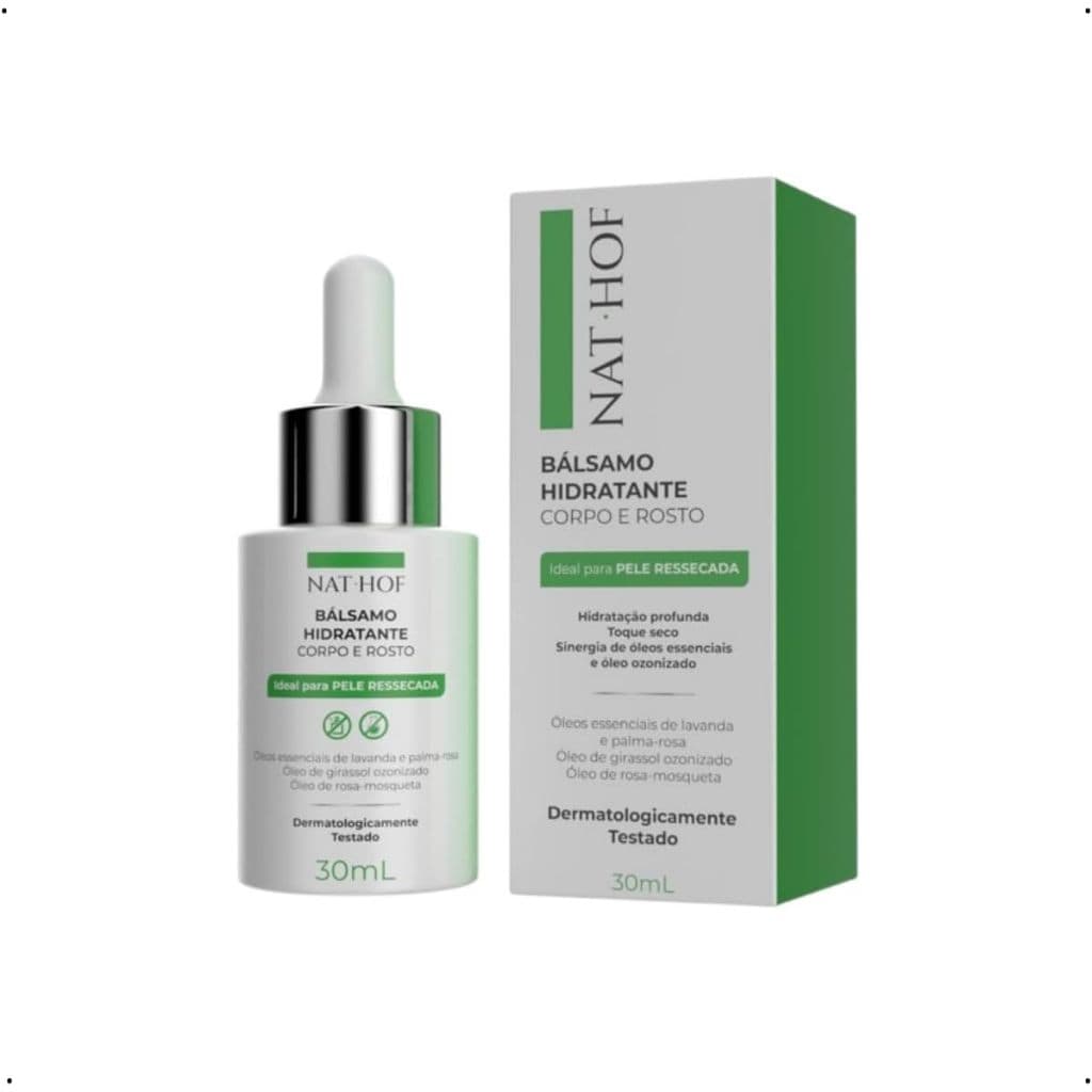 Bálsamo Hidratante Ozonizado NAT HOF 30ml | Rosto e Corpo | Pele Sensível e Fragilizada