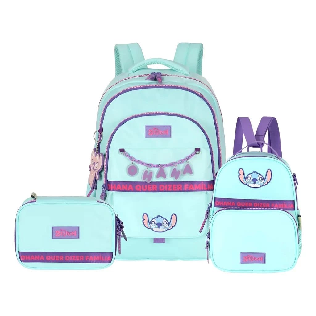 Kit Stitch Mochila De Costas Lancheira Térmica E Estojo Box