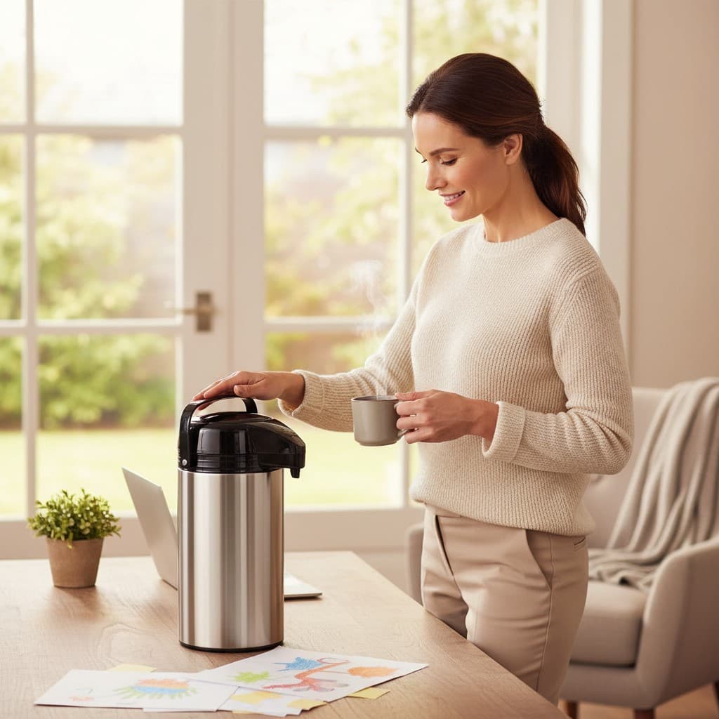 Garrafa Térmica Inox 1 9L Com Bomba De Pressão Para Café Chá Água Grande E Prática