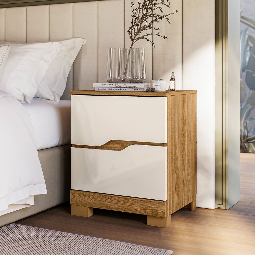 Mesa Cabeceira Quarto Com 2 Gavetas Decoração Resistente Multiuso Organizador Nicho Retro Cores