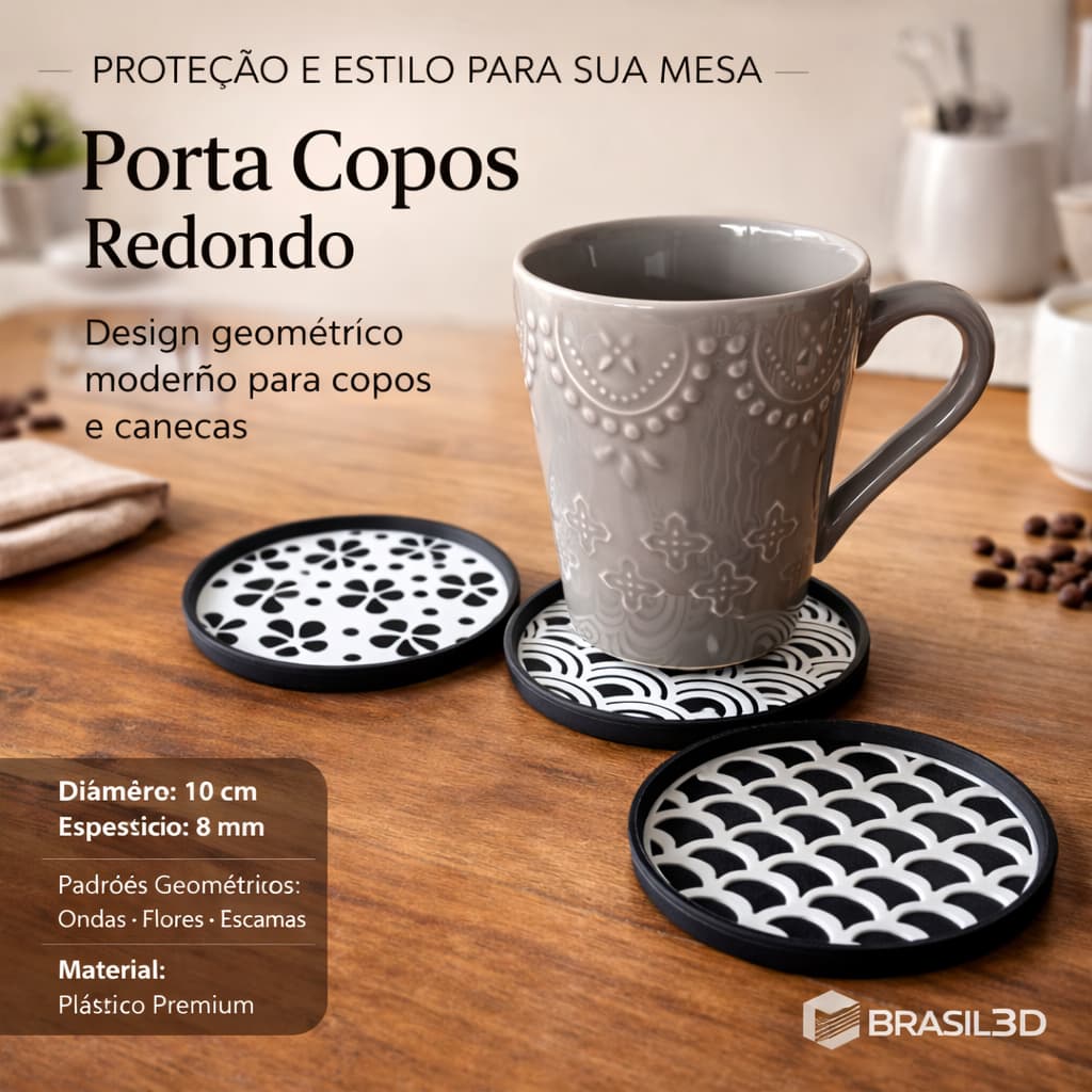 Porta Copos Canecas Redondo Descanso Mesa Posta Jogo Americano Bolacha Enfeite Cozinha