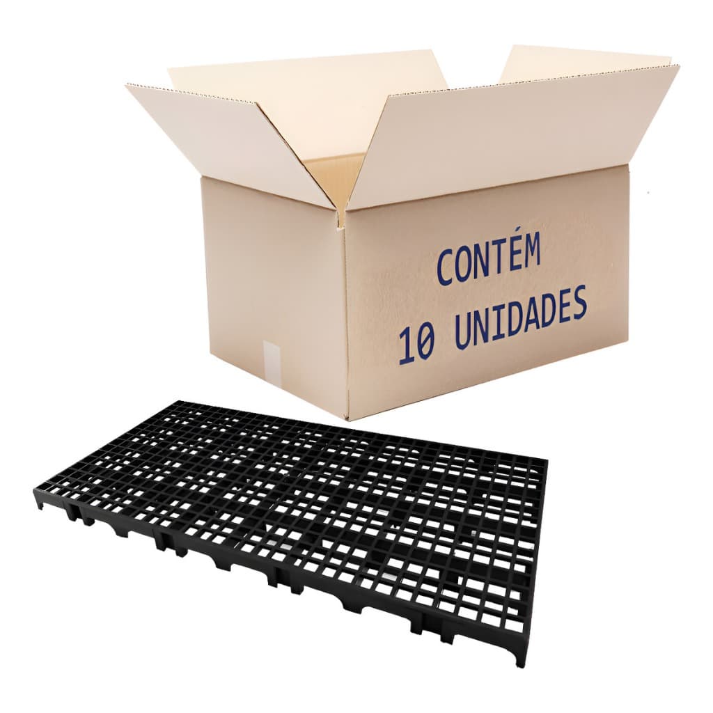 10 Pisos Plastico Preto Estrado Palete 50x25cm Piso P Box Banheiro Chuveiro Vestiário