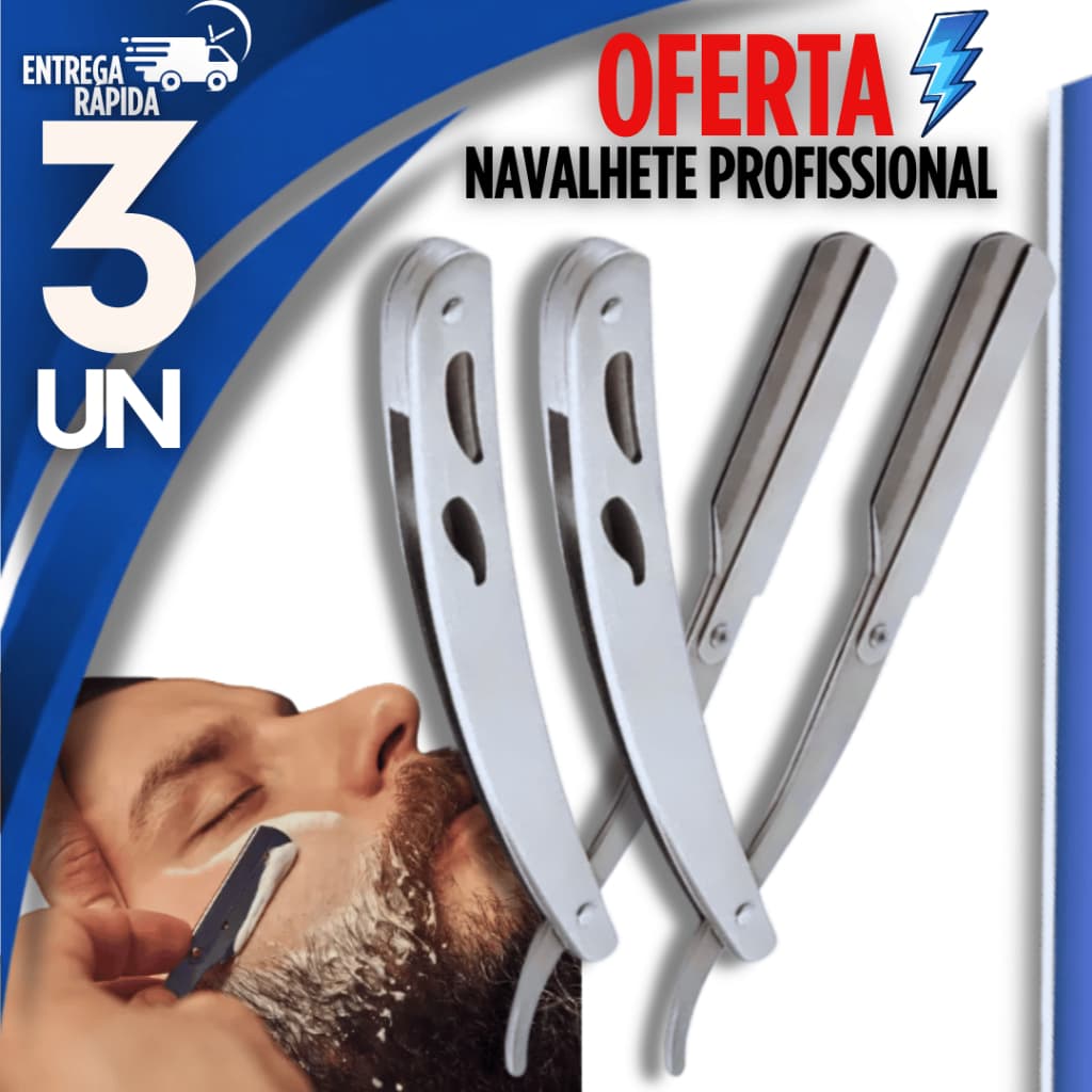 Conjunto Navalhas Aço Inox Navalhete Para Barbear Profissional Barbeiros Leve Destreza Barbearia