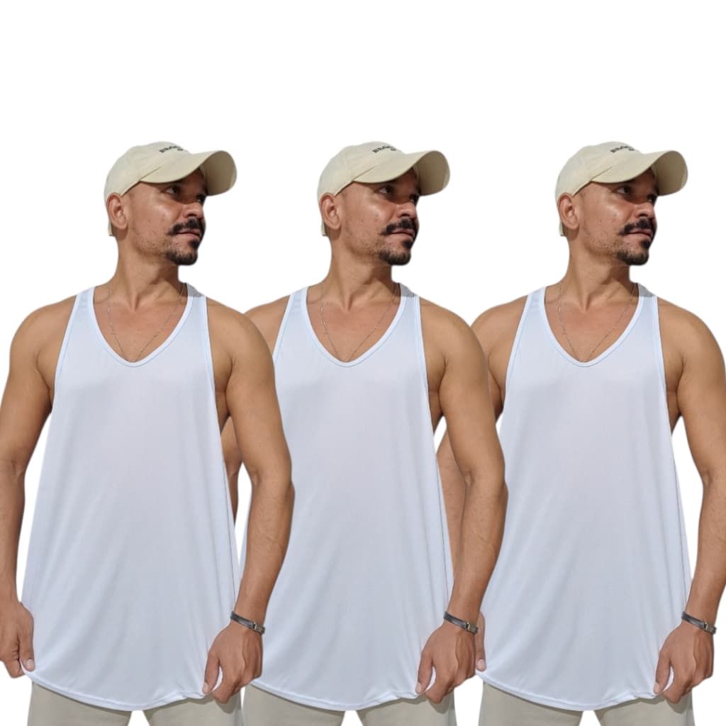Kit 3 Regatas dry fit PERFORMANCE PREMIUM treino masculina Cavada Academia  - Alta Absorção e Secagem