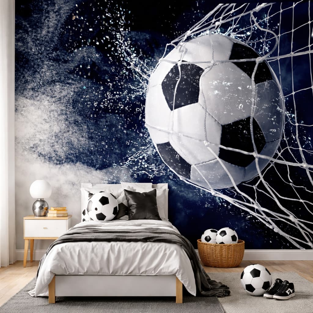 Papel de Parede Lavável Futebol Infantil Estampa Esportiva para Quarto de Menino