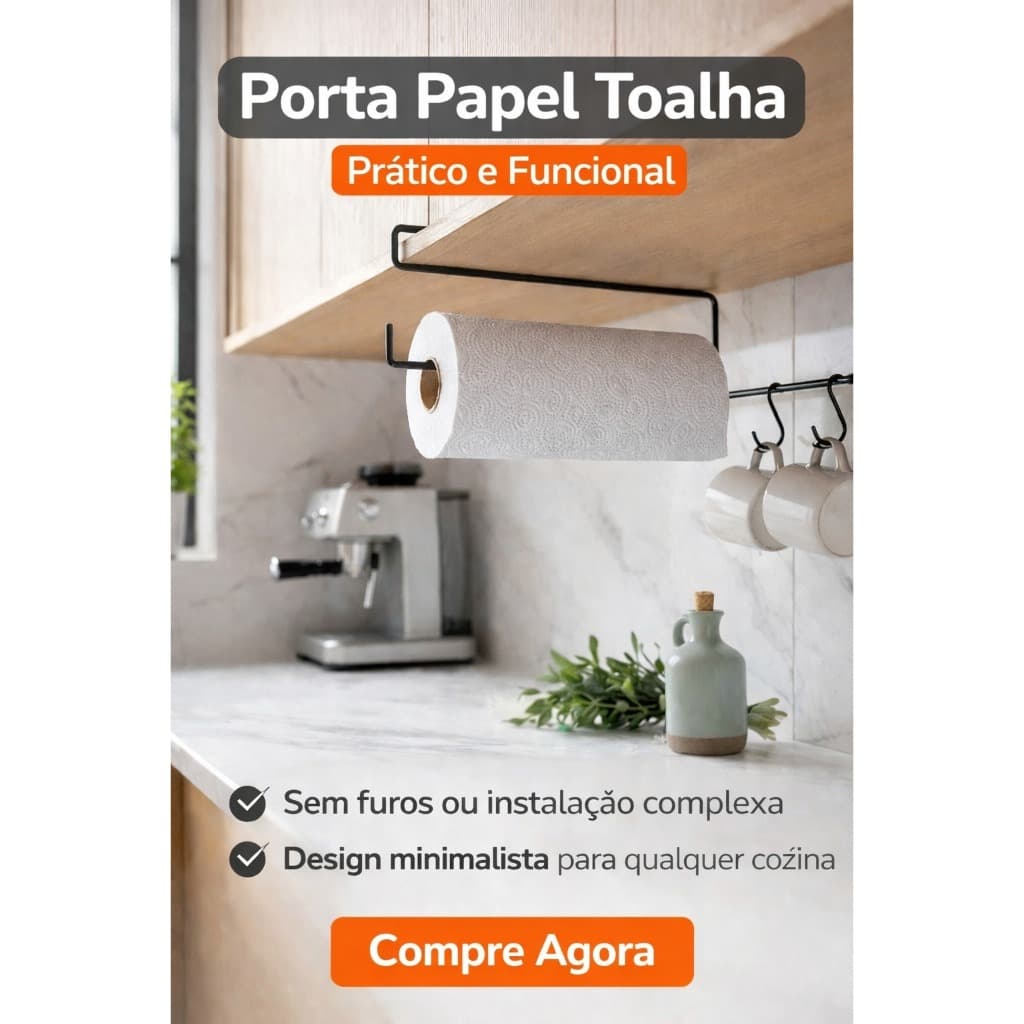 Suporte para Rolo Papel Toalha Armário Cozinha Area Gourmet