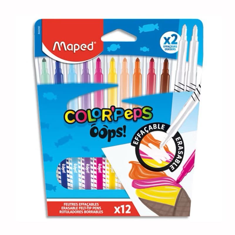 Caneta hidrográfica Color'Peps Oops Apagável com 12 cores Maped