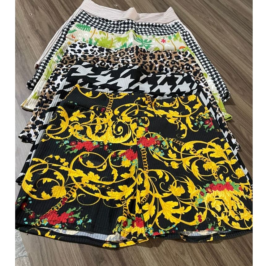 Kit Com 3 Shorts Estampas Sortidas para Casa Dormir e Caminhada Moda Feminina Casual Tamanho Único
