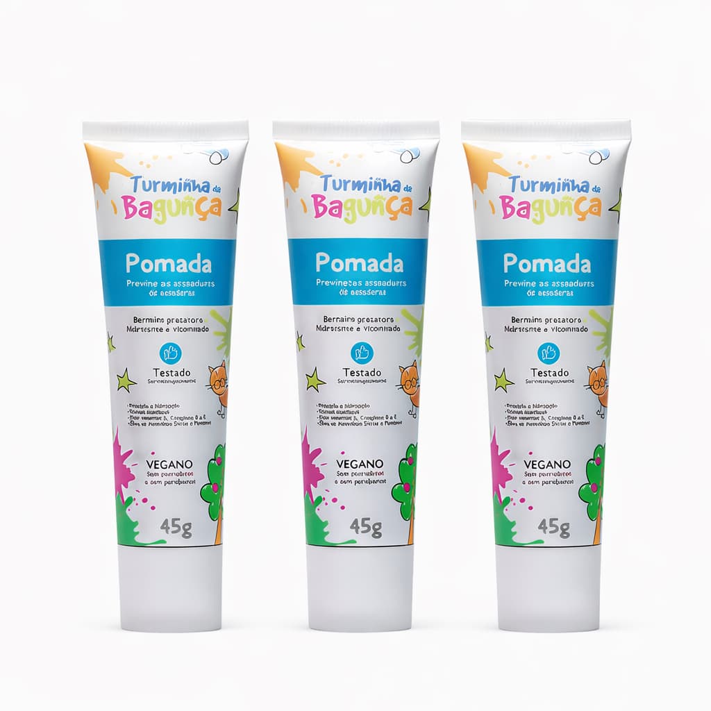 Kit com 03 Bisnagas 45g de Pomada Para Assaduras - TURMINHA DA BAGUNÇA - Vegano