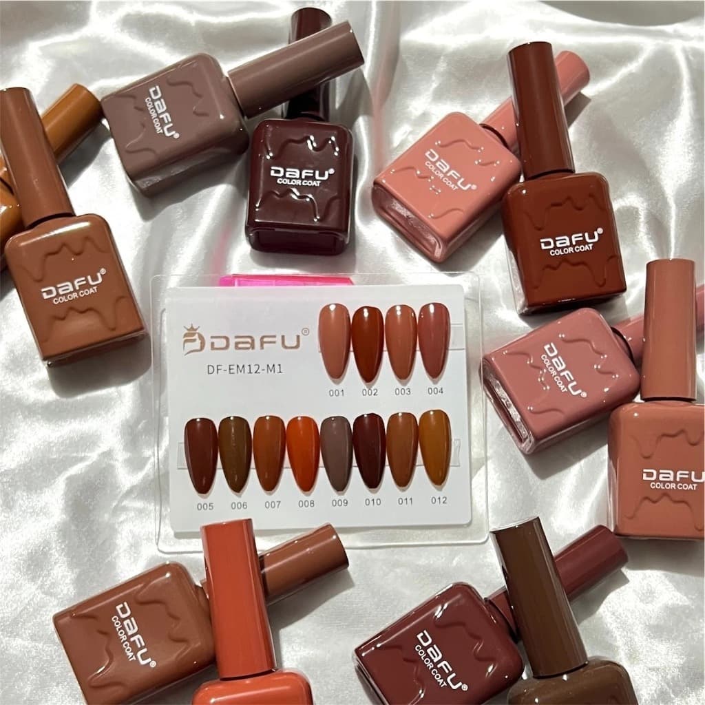 Kit 12 Esmaltes Gel Dafu Tons Marrons Terrosos Vermelhos Vinhos Led/UV Unhas SEM TPO Nails 10ml