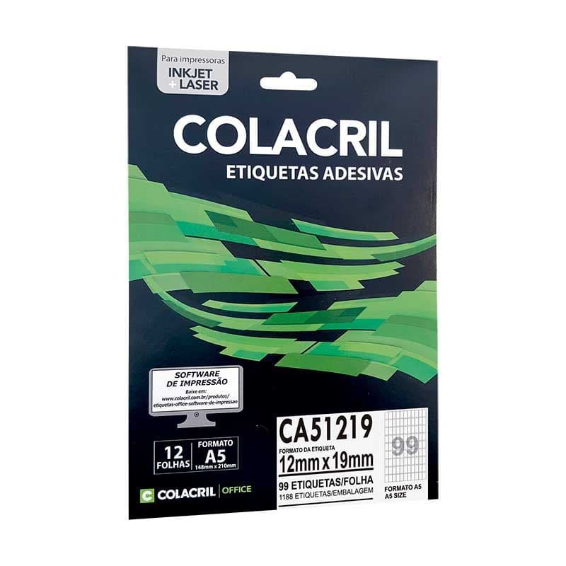 Etiqueta Colacril CA51219 12 x 19 mm com 12 folhas (1188 etiquetas)