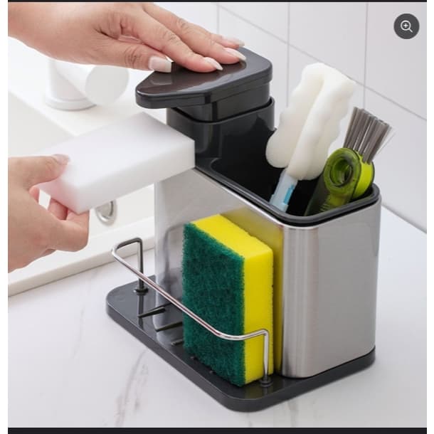 Organizador de Pia com Porta Detergente e esponja - Inox