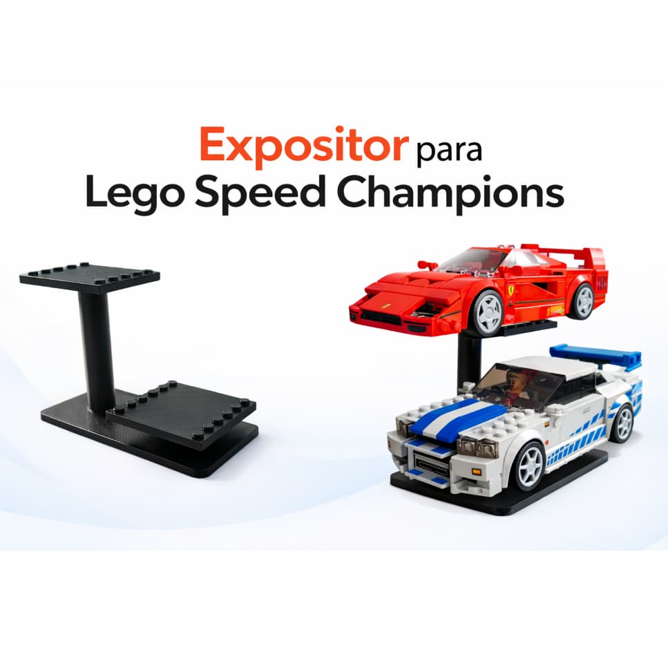 Suporte Expositor Duplo para Coleção Lego Speed Champions com Base Estável