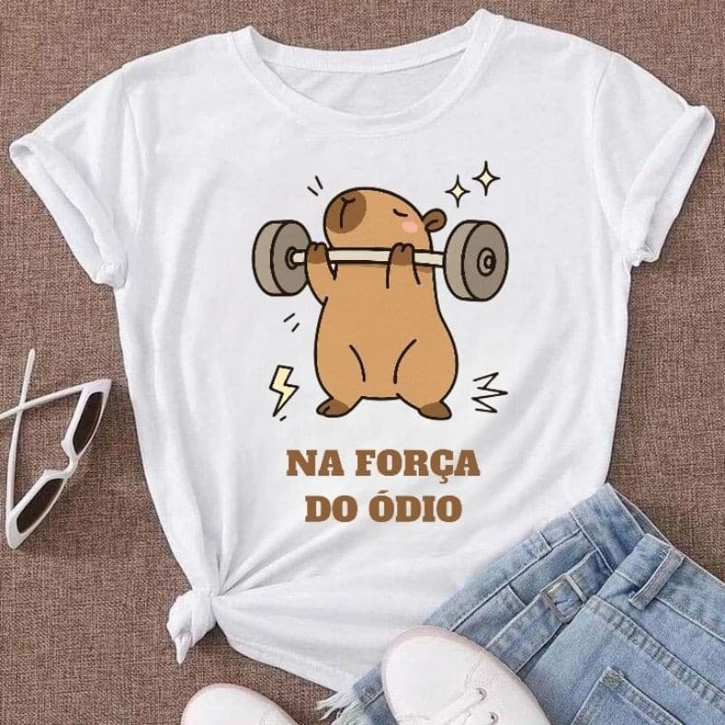Camiseta Tshirt Capivara Estampa Casual Confortavel DryFit Confort Capivara