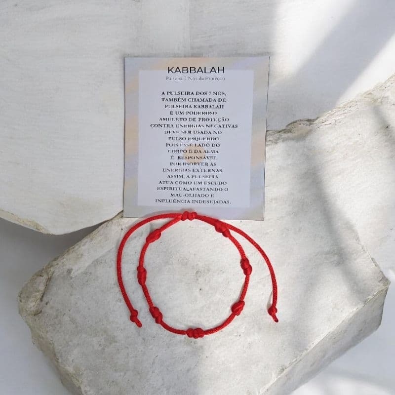 kit 3 Pulseira Kabbalah Vermelha Sete Nós