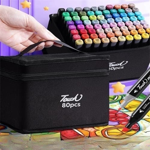 Marcadores De Ponta Dupla 80 Cor Materiais De Desenho Para Estudantes / Materiais De Escritório