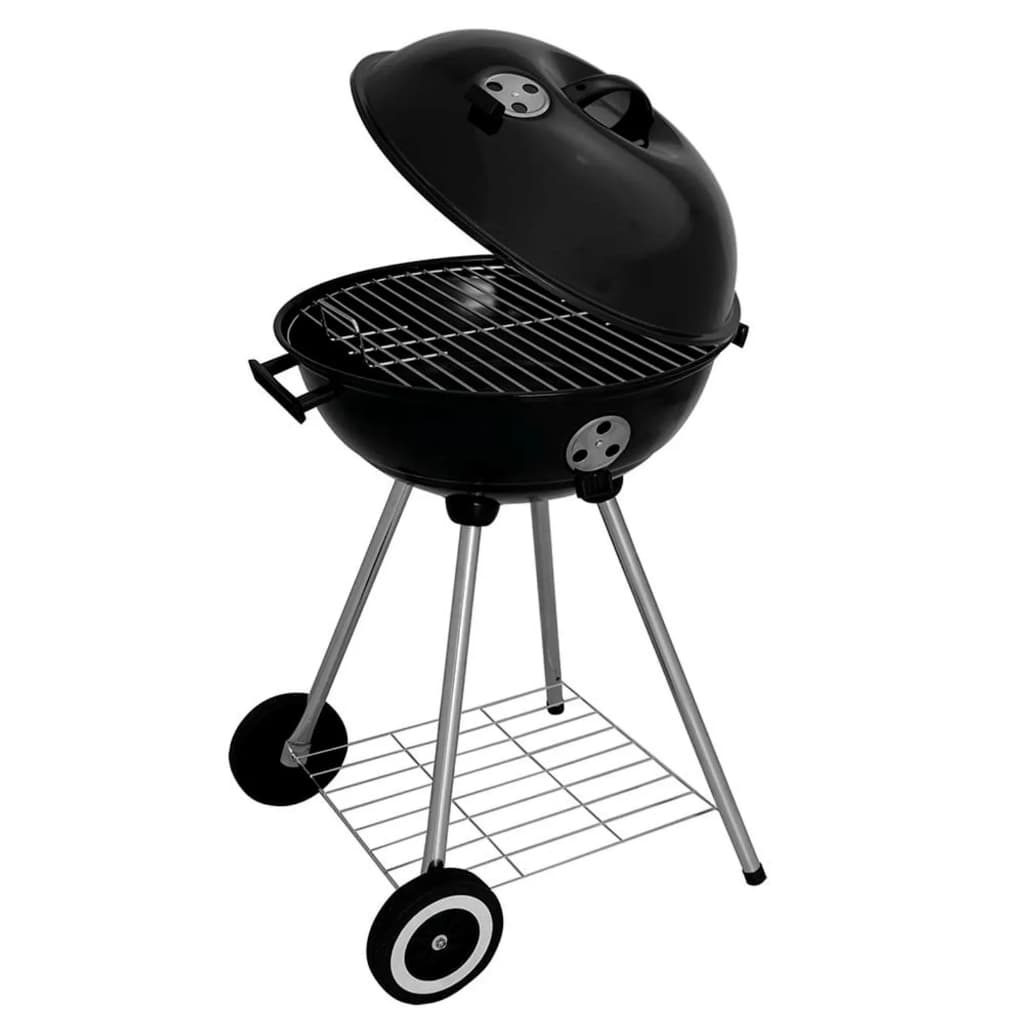 Churrasqueira a Bafo Mor Guarapari 46cm - Esmaltada com Tampa e 2 Regulagens de Ar - Portátil com Rodas para Transporte