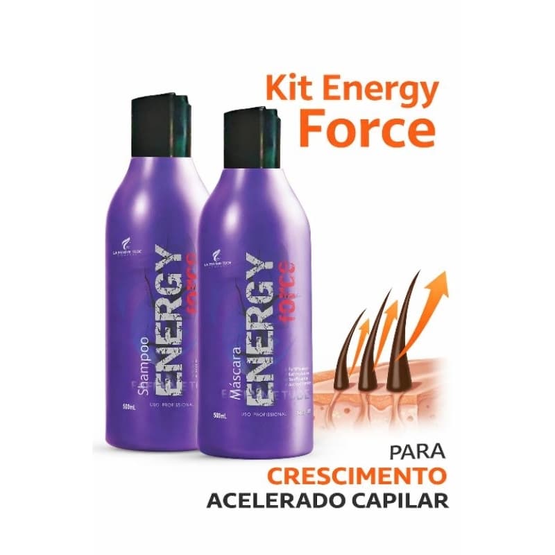 kit Energy Force, shampoo bomba, tratamento de hidratação capilar, cabelos fortes, 500ml
