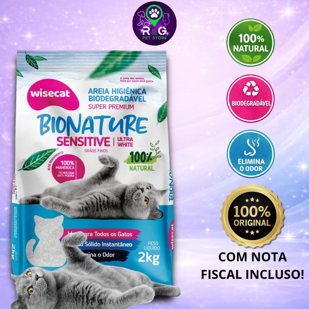 Areia Higiênica Biodegradável Bionature Sensitive 2kg 🐱🌿 Original | Torrão Instantâneo, Sem Odor e Anti-Poeira