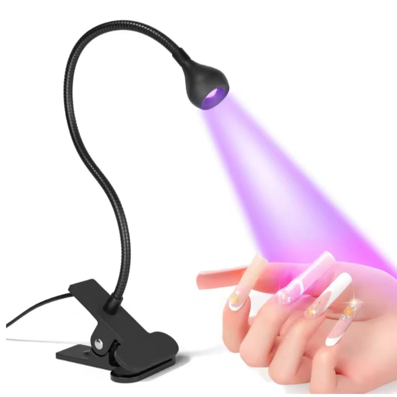 Mini Lâmpada UV LED USB com Clipe Flexível para Unhas Gel – Secagem Rápida Portátil