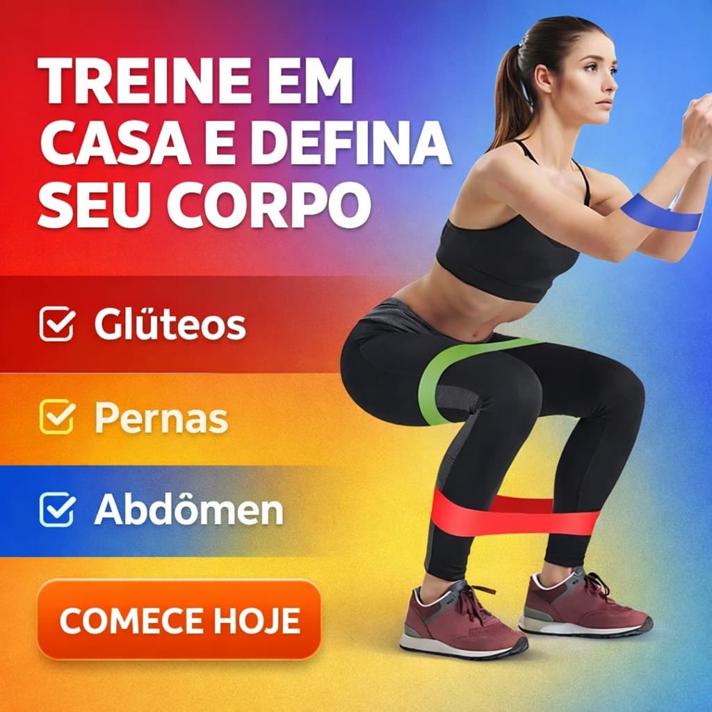Faixa Elástica Mini Band Kit 5 Níveis Resistência Treino em Casa Glúteos Pernas Academia Fitness
