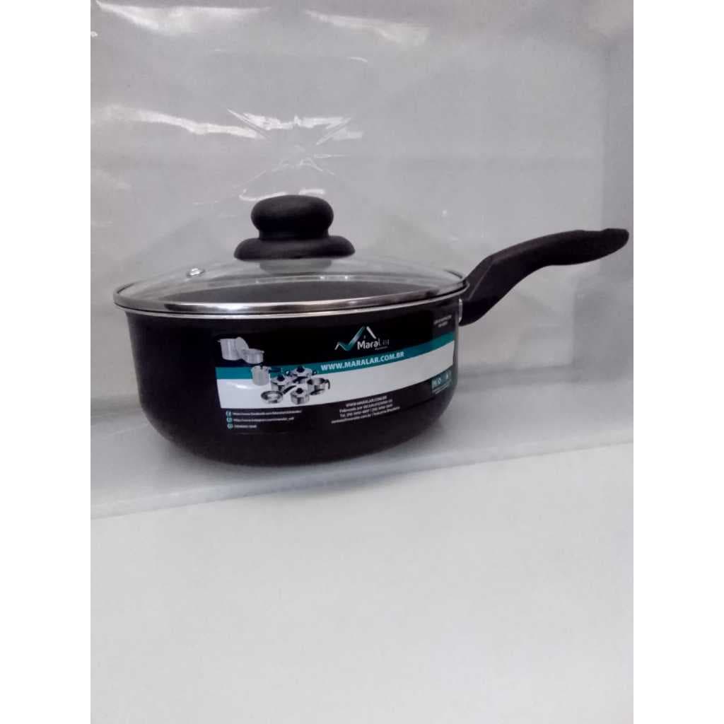 Panela Teflon Antiaderente Tampa De Vidro N20 Preto Promoção