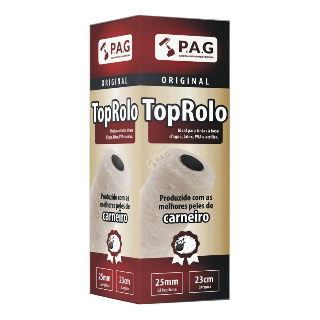 Rolo Pintura Lã De Carneiro Alta Natural 23cm Top Rolo P.a.g